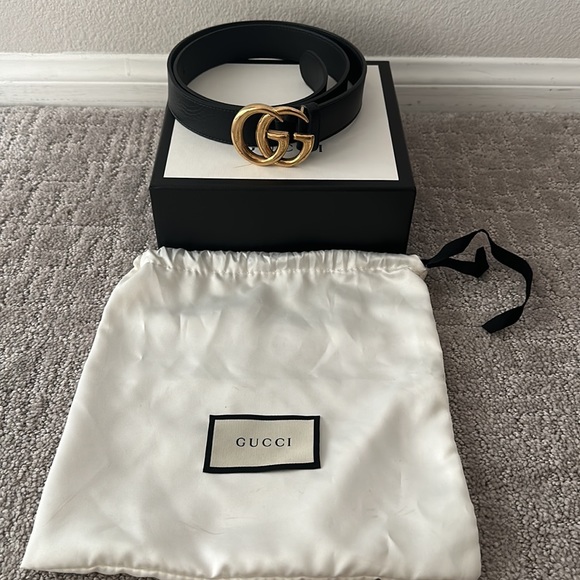 Gucci LEATHER BELT WITH DOUBLE G BUCKLE - Picture 3 of 7